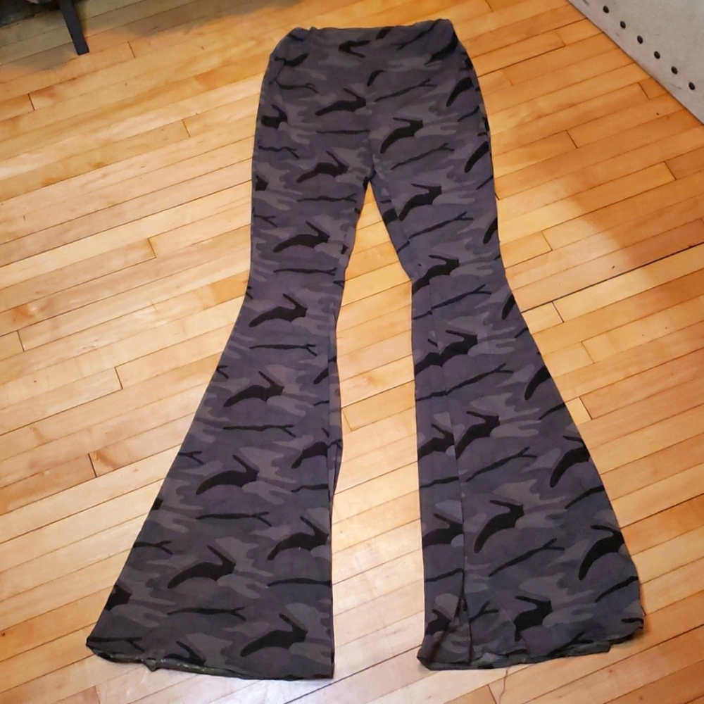 Camo Mesh Flare Booty Pants